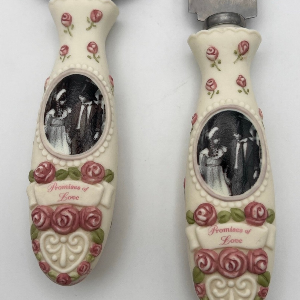 Cake Knife & Pie Server  “Pretty as a picture Promises of Love wedding bridal